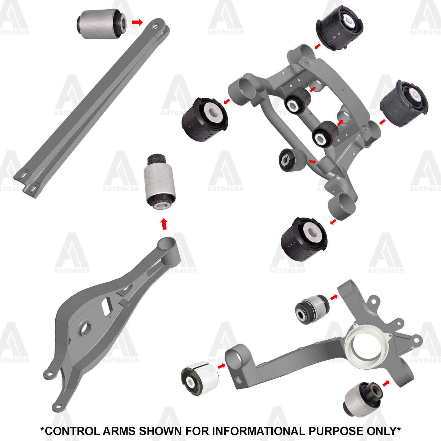Rear Axle Trailing Subframe Diff Control Arm Bushing Kit 17p For BMW 3 E46 98-06