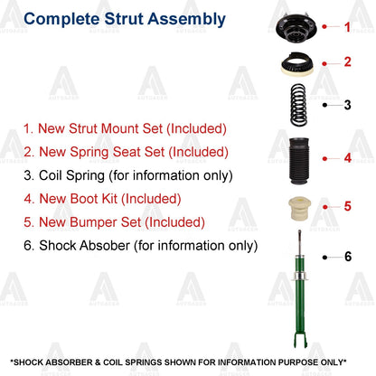 AUTOACER - 8p Front & Rear Poly Spacers 30mm + Strut Mount Assembly for JAGUAR S
