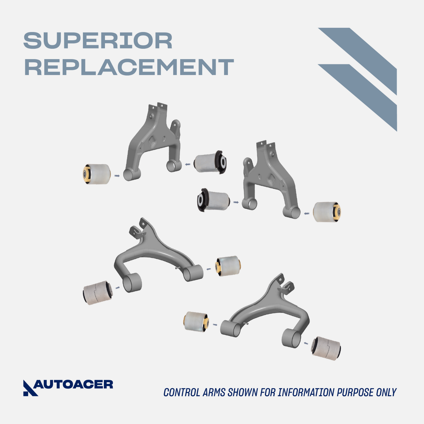 AUTOACER - 16p Front & Rear Control Arm Bushing Kit For Land Rover LR3 LR4 05-18