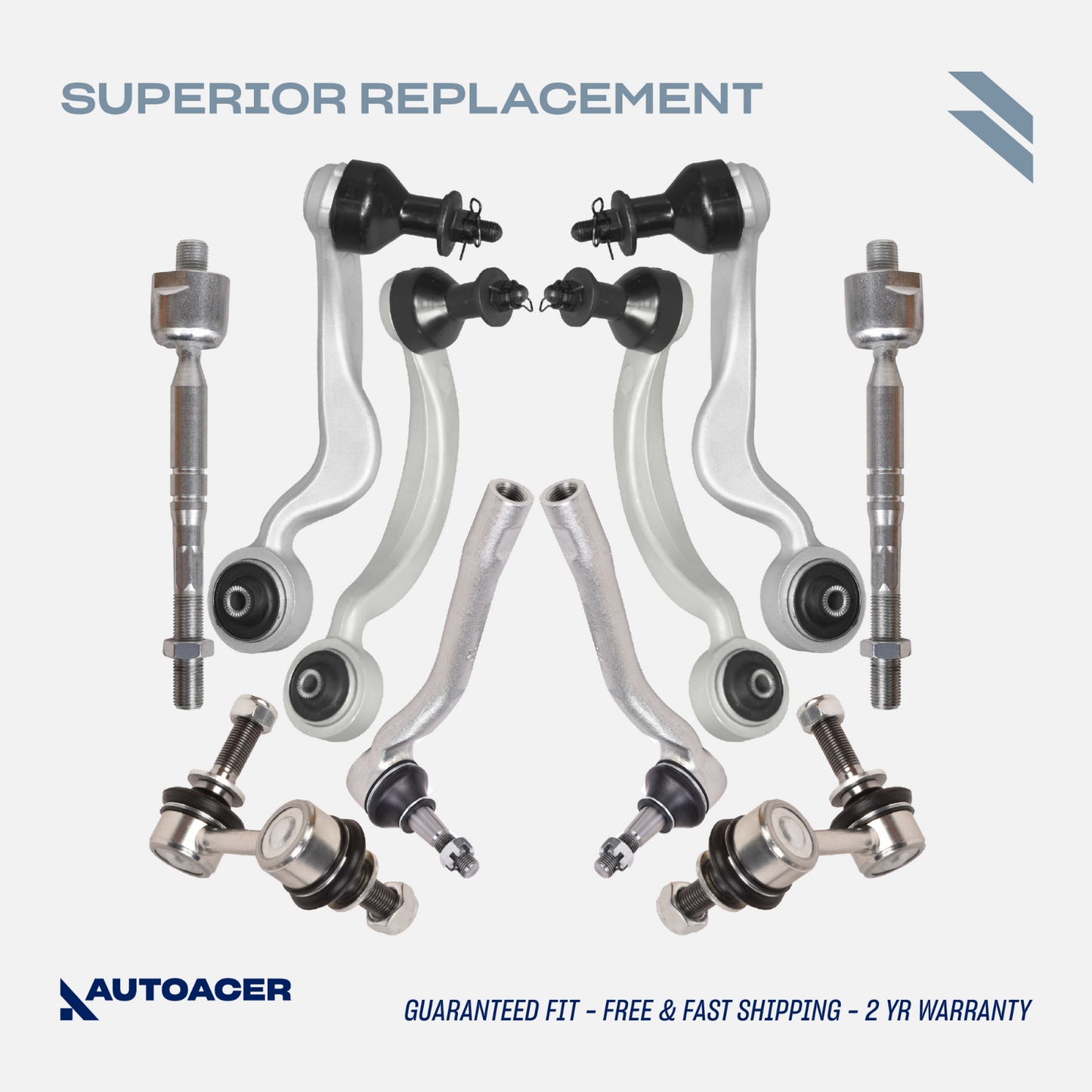 AUTOACER -10p Front Upper Control Arms Links Tie Rods For Lexus LS460 RWD 08-17