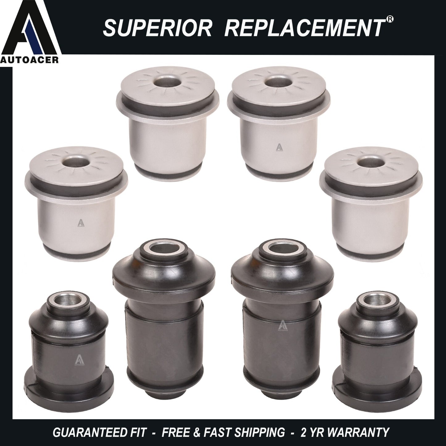 Front Upper & Lower Control Arm bushing Kit 8 pc Left Right for Silverado Sierra