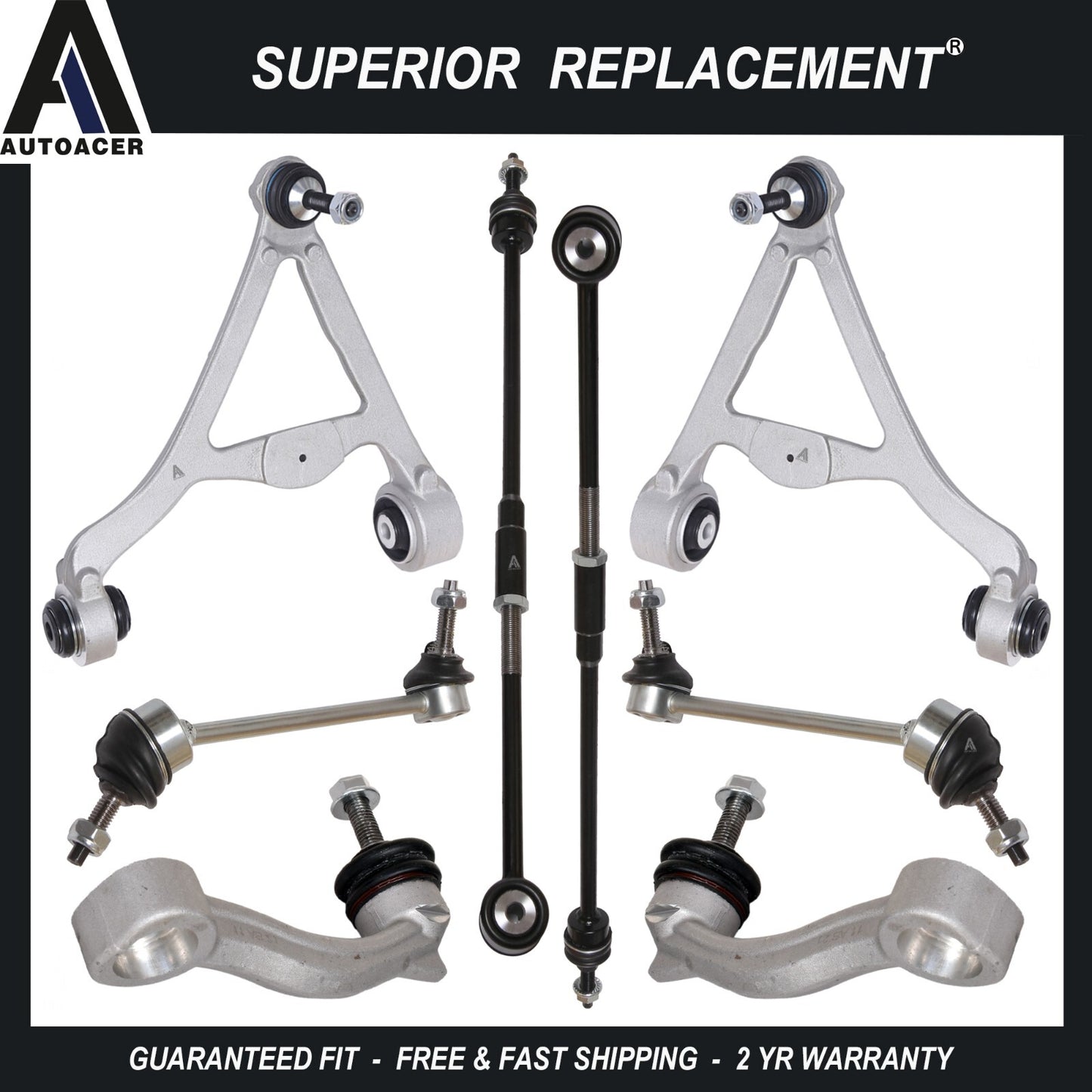 Rear Control Arms Tie Rods Front & Rear Stabilizer Link Kit 8pc for JAGUAR XF XK