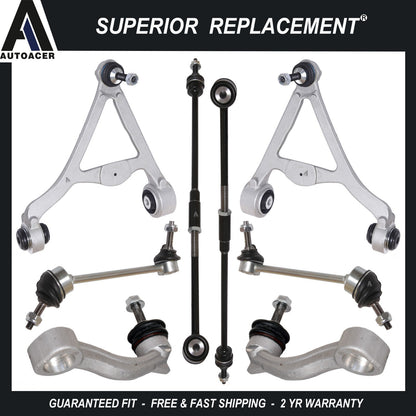 Rear Control Arms Tie Rods Front & Rear Stabilizer Link Kit 8pc for JAGUAR XF XK