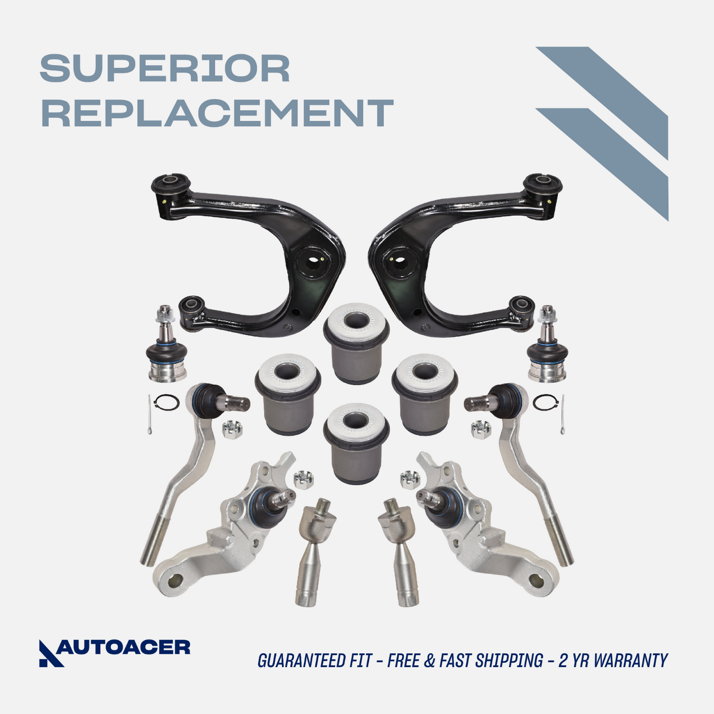 AUTOACER -14pc Front Upper Arms Lower Arm Bushes Ball Joints Tie Rods For Tacoma
