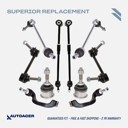 AUTOACER - 10p Front Rear Suspension Links Tie Rods Ball Joints For Ford Lincoln