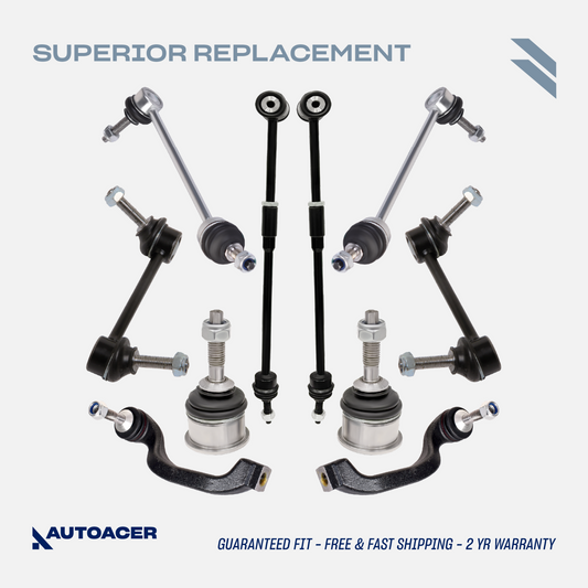 AUTOACER - 10p Front Rear Suspension Links Tie Rods Ball Joints For Ford Lincoln