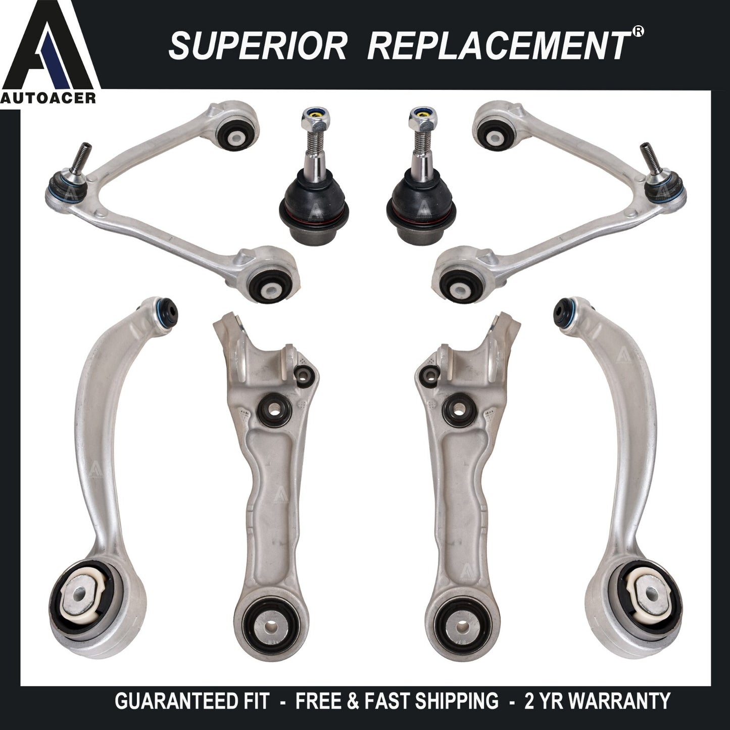 AUTOACER - 8pc Front Upper, Lower Control Arms & Ball Joint Kit for JAGUAR XK XF