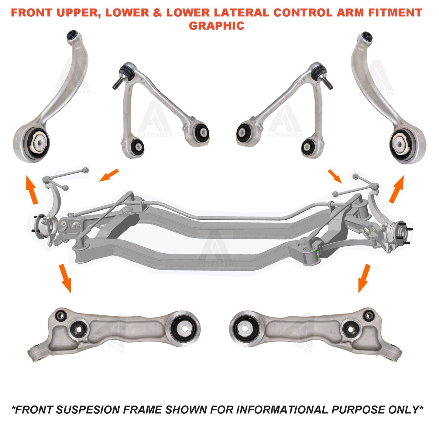 AUTOACER - 8pc Front Upper, Lower Control Arms & Ball Joint Kit for JAGUAR XK XF