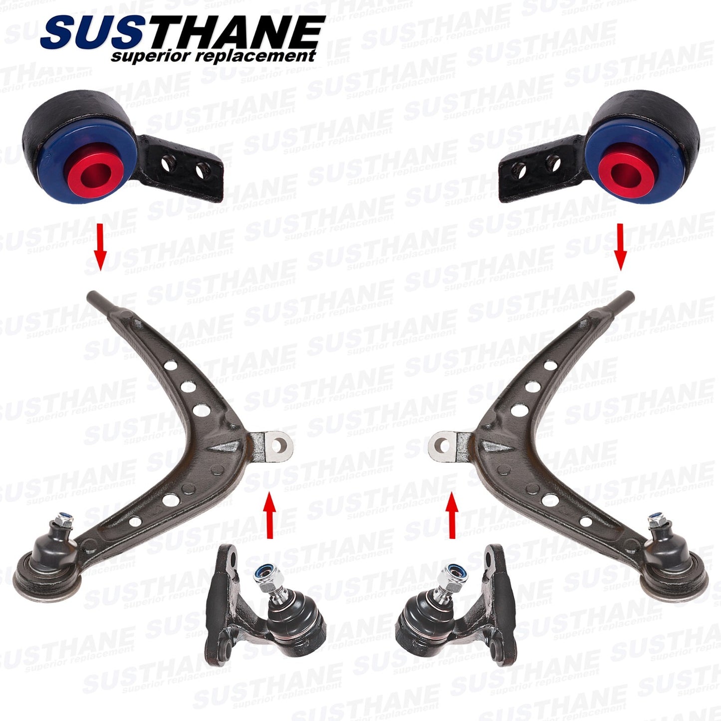 Front Lower Control Arms Ball Joints & Poly Bushing W/Bracket Kit 6p for BMW E46