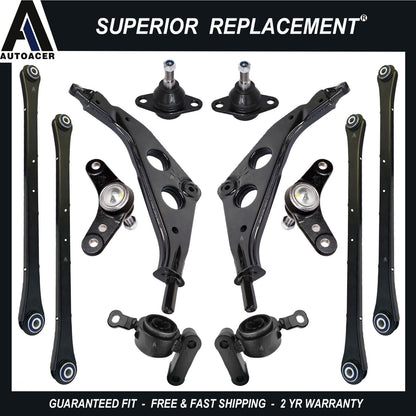 Front & Rear Control Arms, Bushings & Inner Outer Ball Joints Kit 12 pc For MINI