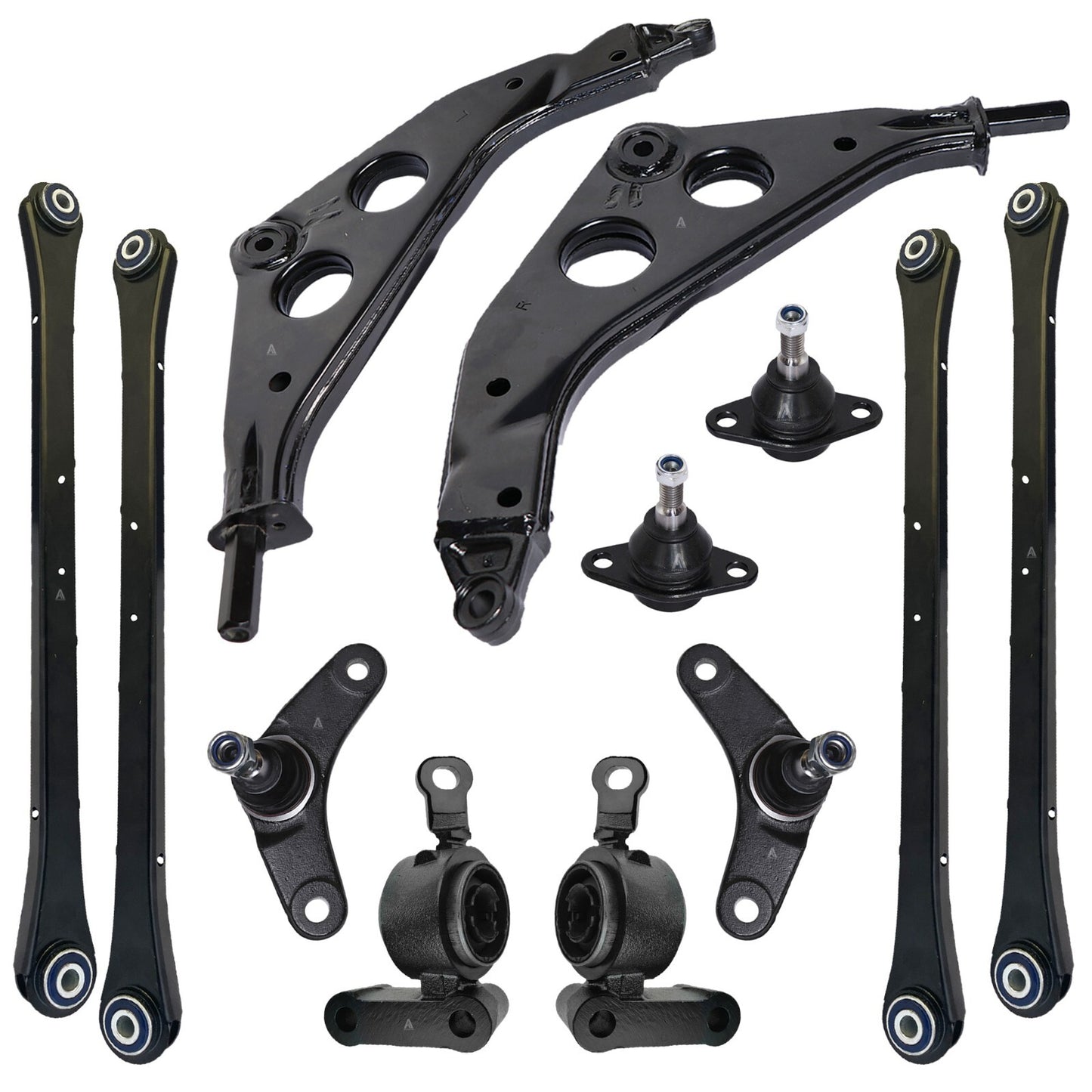 Front & Rear Control Arms, Bushings & Inner Outer Ball Joints Kit 12 pc For MINI