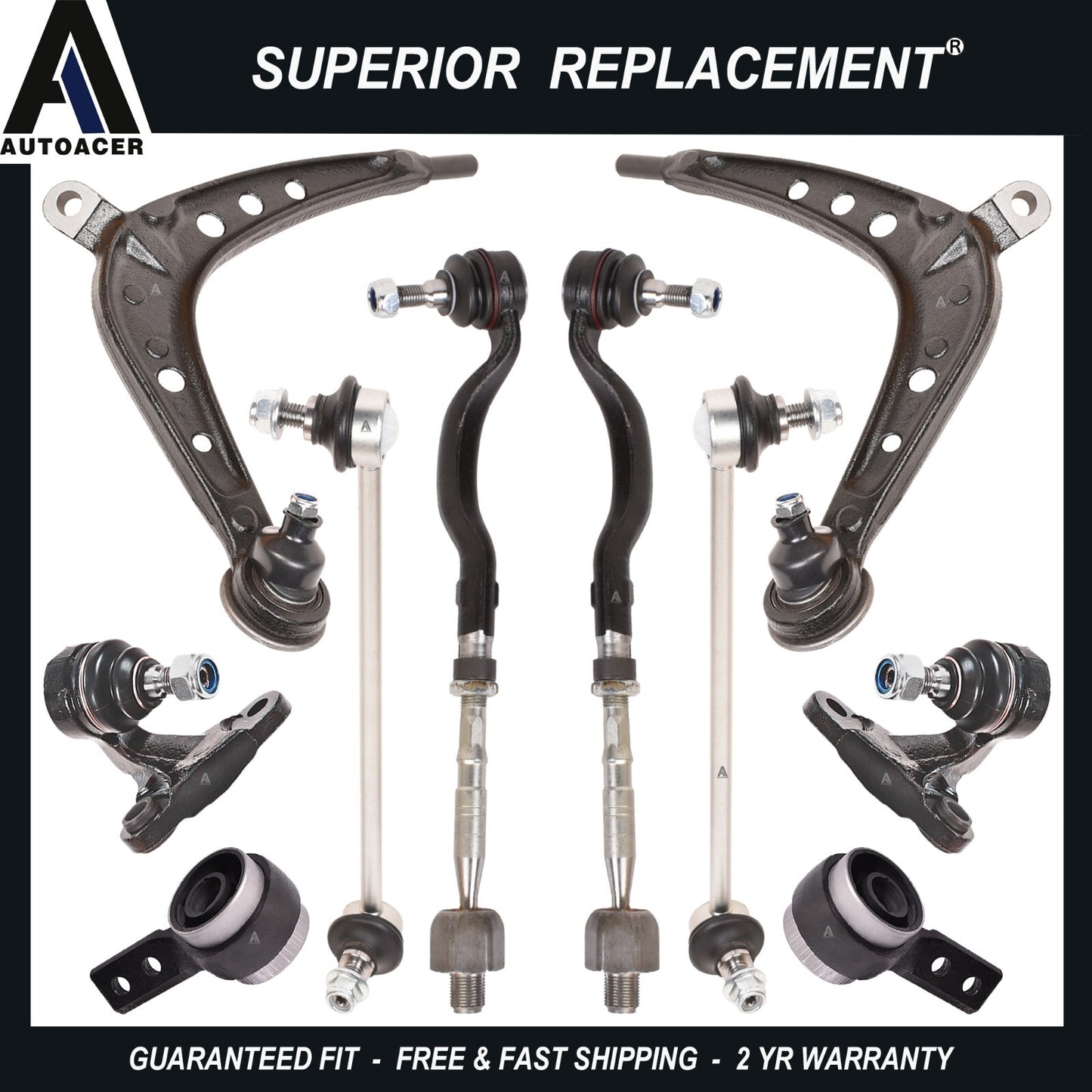 Complete Front Suspension Control Arm Kit 10 pcs for BMW E46 325xi 330xi 2001-05