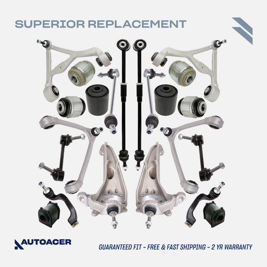 AUTOACER Front Rear Suspension Kit 22p - Upper Lower Control Arms, Stabilizer Bar Links, Tie Rods & Sway Bar Bushings For Jaguar S-Type 1999 - 2003