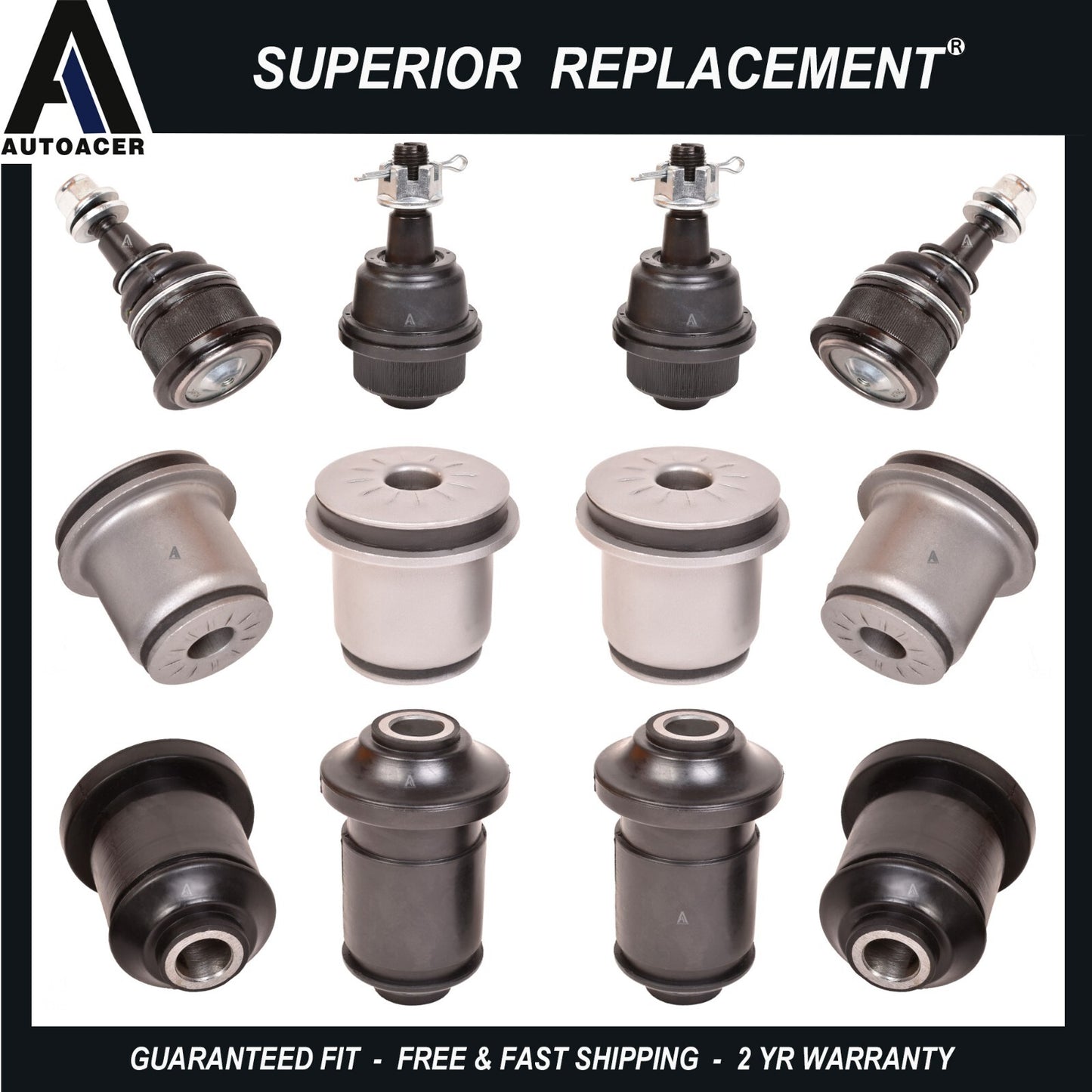 Front Upper & Lower Control Arm bushing Kit 12pc Left Right for Silverado Sierra