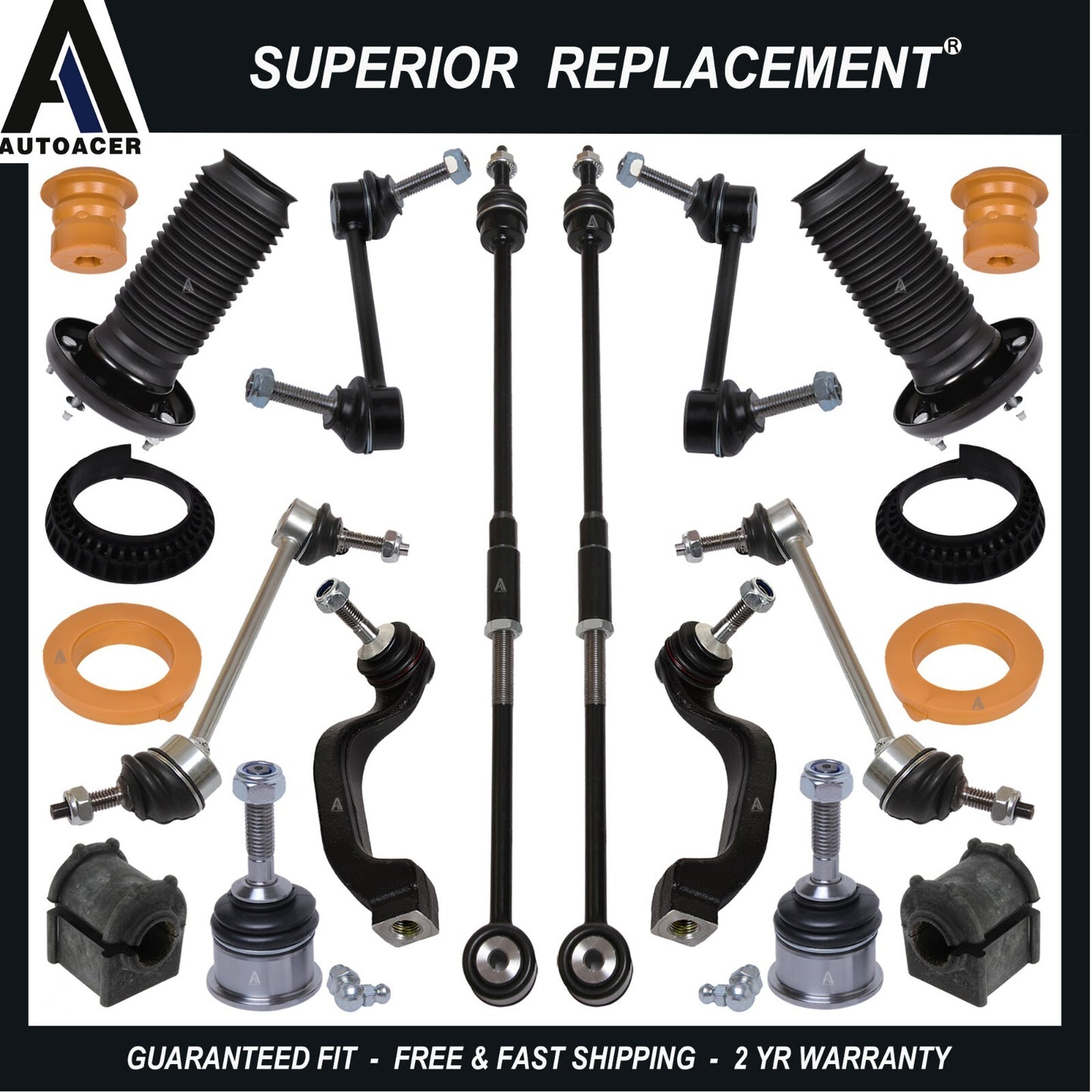 AUTOACER - 14p Front Rear Suspension Kit Tie Rods Links Mounts for Jaguar S-Type