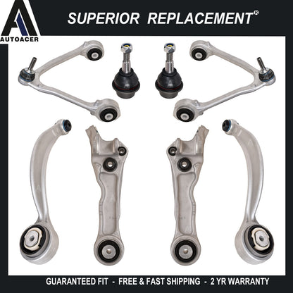 Front Upper, Lower & Rearward Control Arms & Ball Joint Kit 8p for JAGUAR XJ XJR