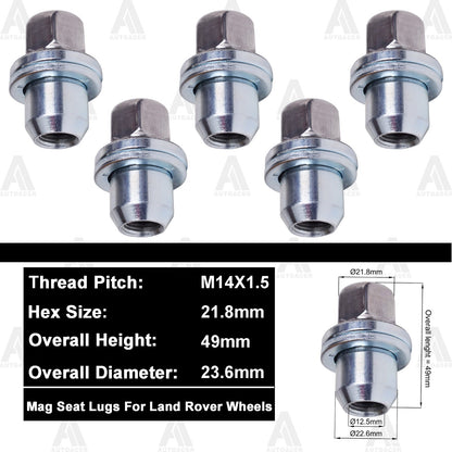 AUTOACER -5p Wheel Lug Nuts M14x1.5 for Land Rover Discovery LR2 LR4 Range Rover