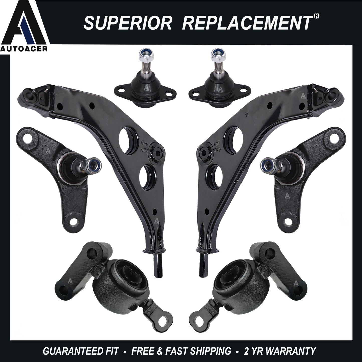 Front Lower Control Arms, Bushings W Brackets & Ball Joints 8 pcs for Mini 01-08