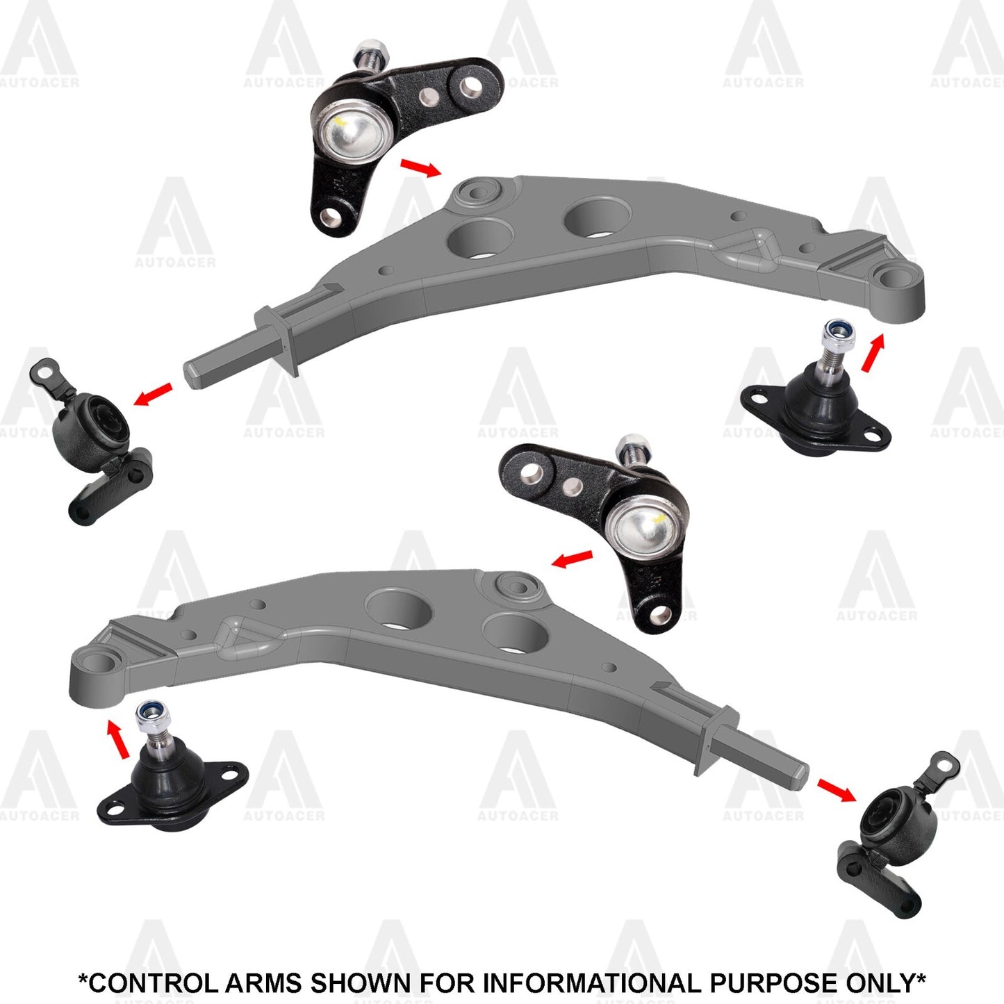 Front Lower Control Arms, Bushings W Brackets & Ball Joints 8 pcs for Mini 01-08