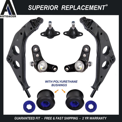 Front Lower Control Arms, Poly Bushings, Inner Outer Ball Joints Kit 8p for MINI
