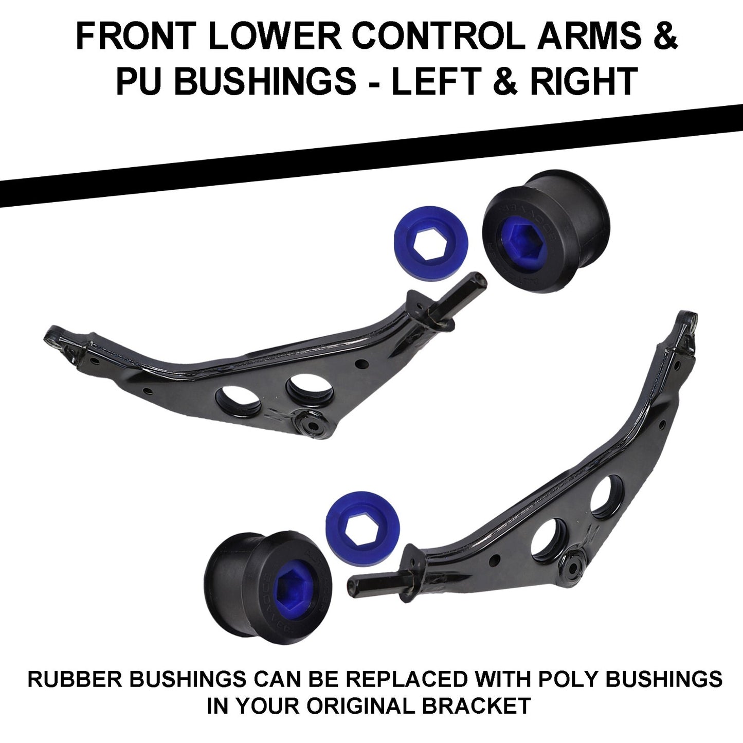 Front & Rear Kit 12p Upper Lower Control Arms, PU Bushings, Ball Joints for Mini