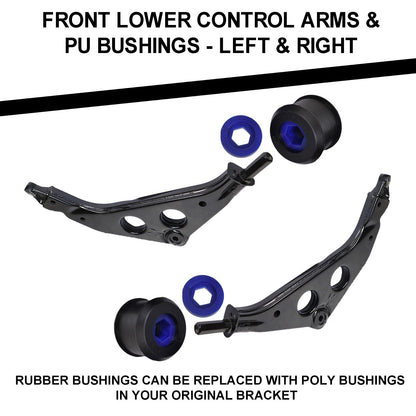 Front & Rear Kit 12p Upper Lower Control Arms, PU Bushings, Ball Joints for Mini