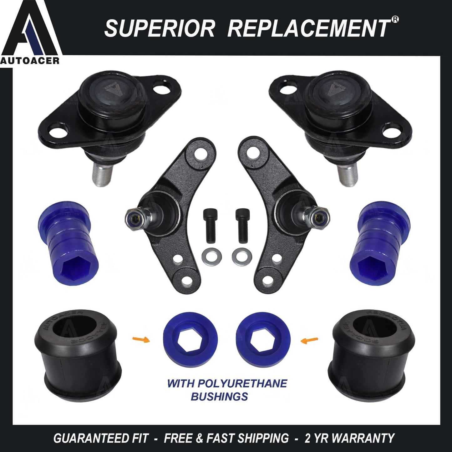 Front Lower Control Arm Poly Bushings & Inner + Outer Ball Joints For Mini 02-08