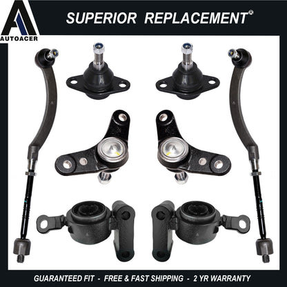 Front Suspension Kit 8p - Lower Arm Bushings, Ball Joints & Tie Rod Set for Mini
