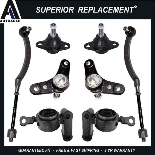 Front Suspension Kit 8p - Lower Arm Bushings, Ball Joints & Tie Rod Set for Mini