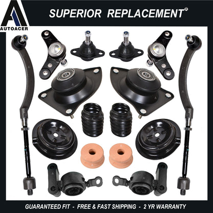 Front Strut Mounts, Lower Arm Bushings, Ball Joints & Tie Rod Set 10pcs for Mini