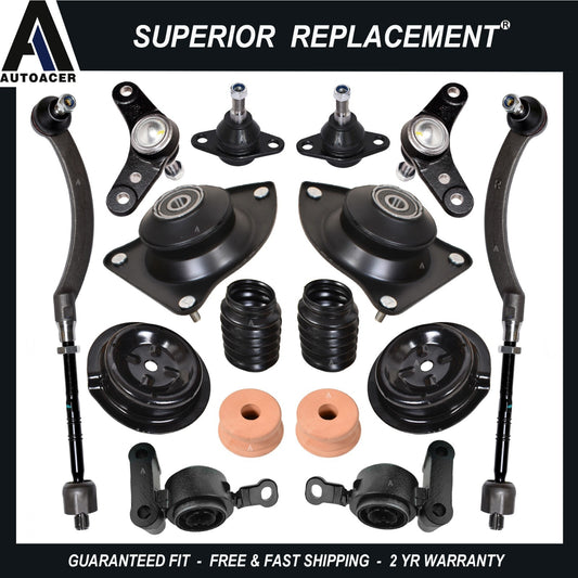 Front Strut Mounts, Lower Arm Bushings, Ball Joints & Tie Rod Set 10pcs for Mini