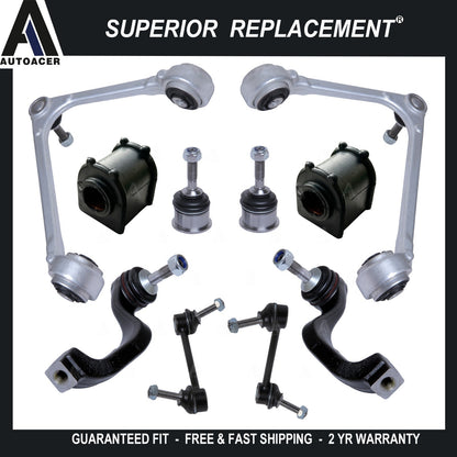 Front Control Arms, Ball Joints, Sway Bar Links & Tie Rod 10pc For JAGUAR S-TYPE