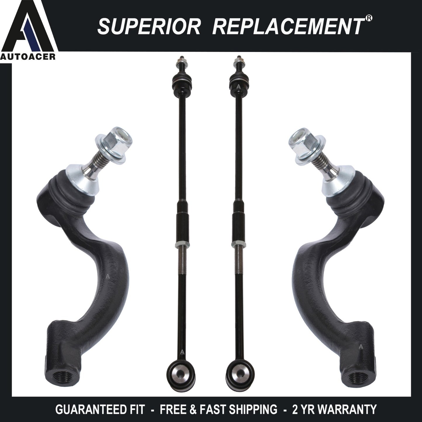 AUTOACER - 4pc Front Outer & Rear Torque Tie Rod Assembly for Jaguar XF XK 10-16