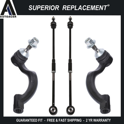 AUTOACER - 4pc Front Outer & Rear Torque Tie Rod Assembly for Jaguar XF XK 10-16