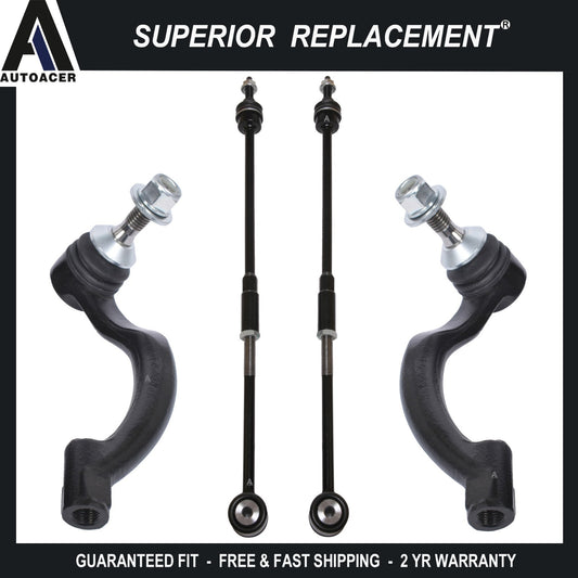 AUTOACER - 4pc Front Outer & Rear Torque Tie Rod Assembly for Jaguar XF XK 10-16