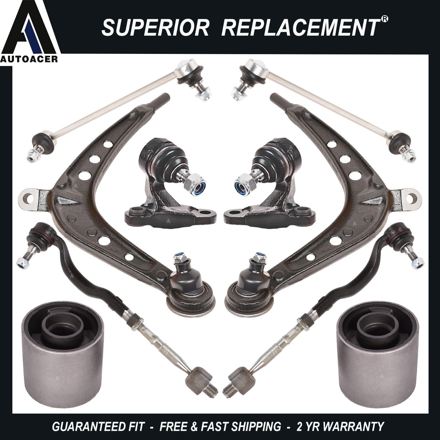 Complete Front Suspension Control Arm Kit 10 pcs for BMW E46 325xi 330xi 2001-05