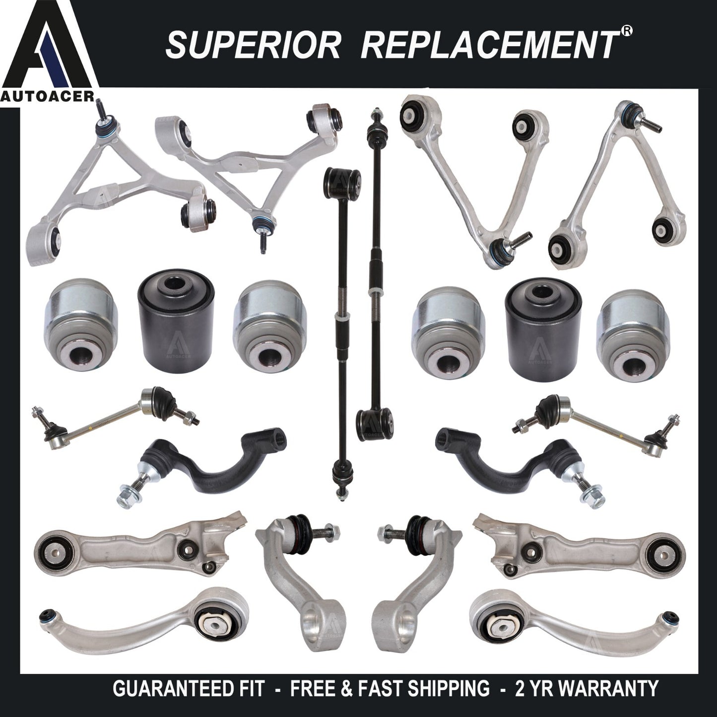Front & Rear, Upper & Lower Control Arms, Links, Tie Rods Kit 22pc for JAGUAR XK