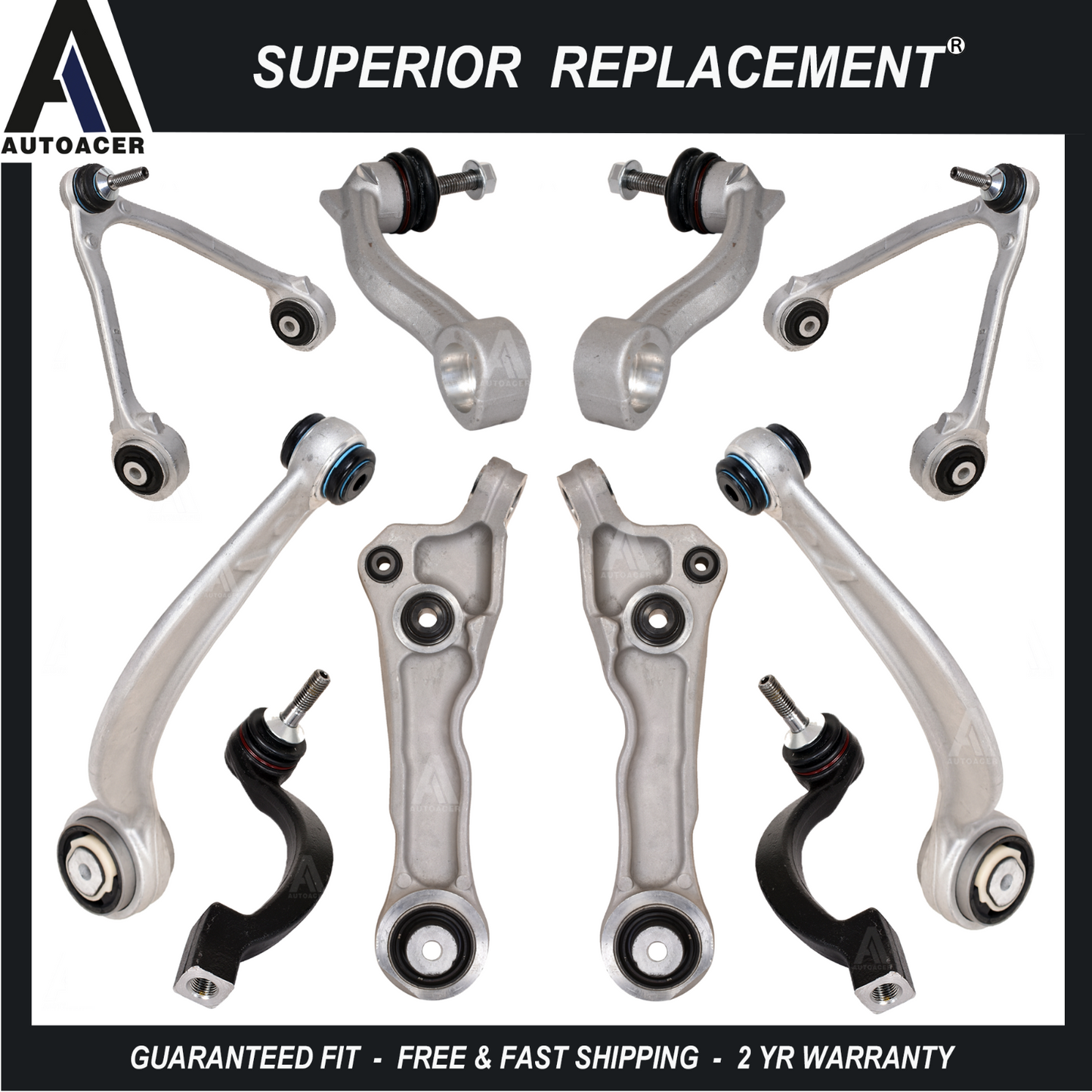 Front Upper, Lower & Rearward Control Arms Tie Rods Links 10pc for JAGUAR S-TYPE