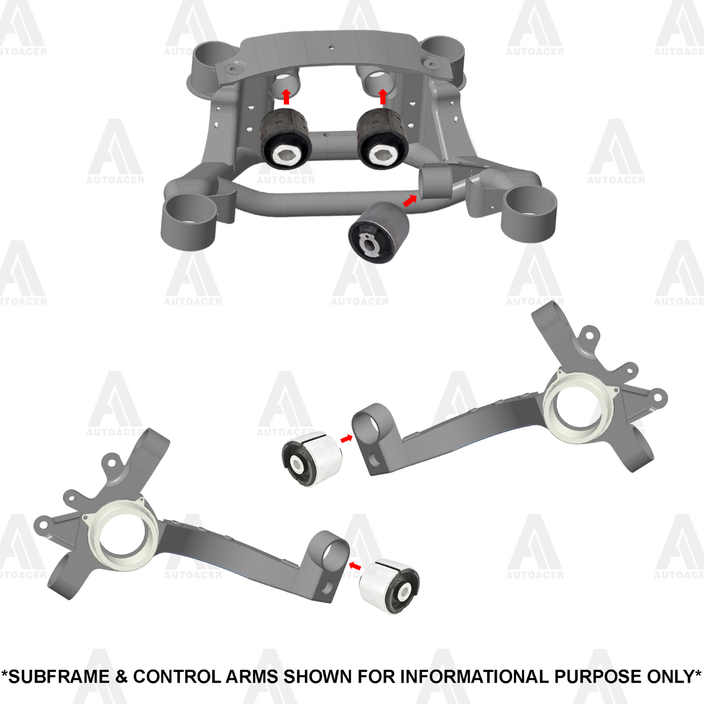 Rear Subframe Differential & Axle Control Arm Bushings 5 pc for BMW E46 3 SERIES