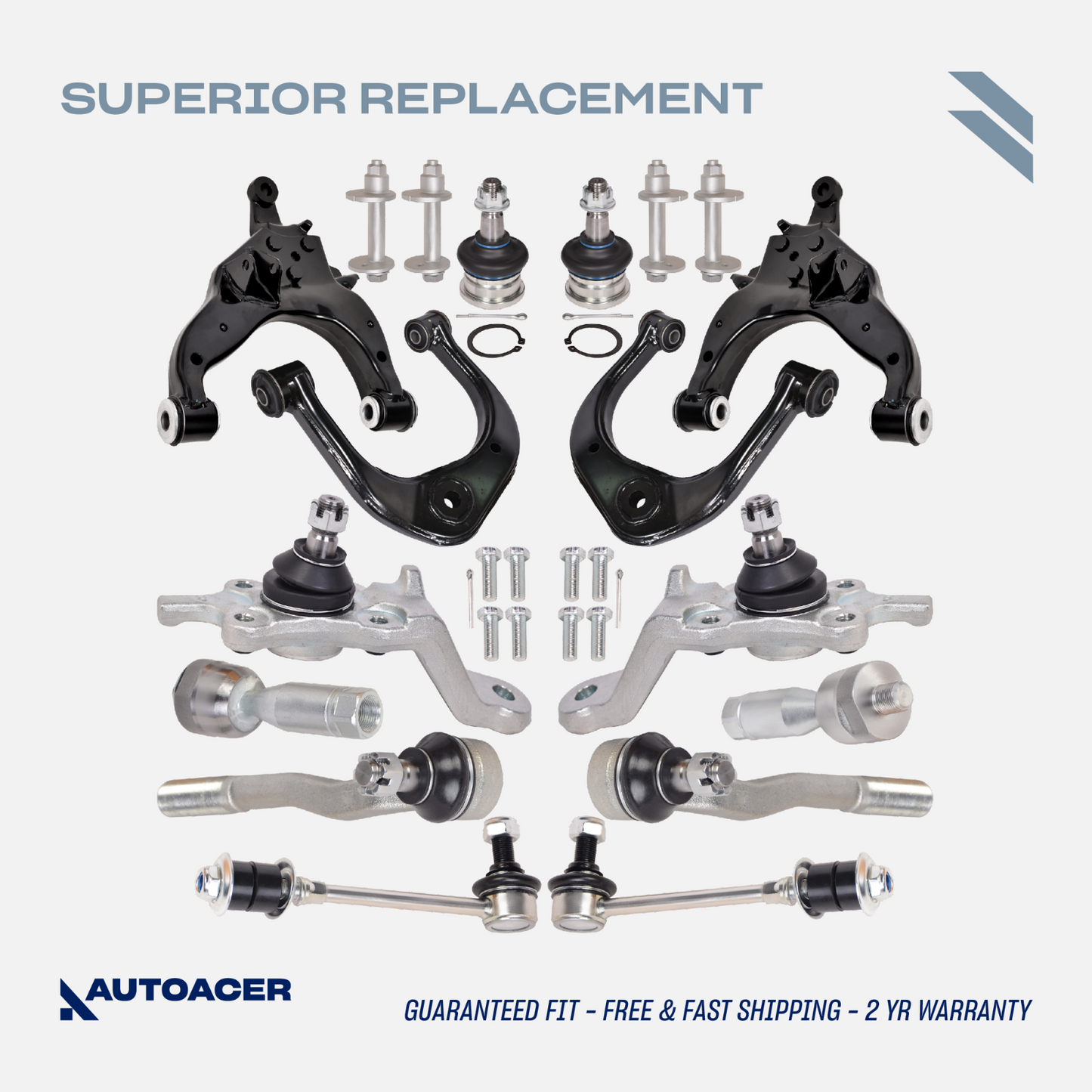 AUTOACER -16p Front Suspension Arms Ball Joints Tie Rods Links Bolts For 4Runner