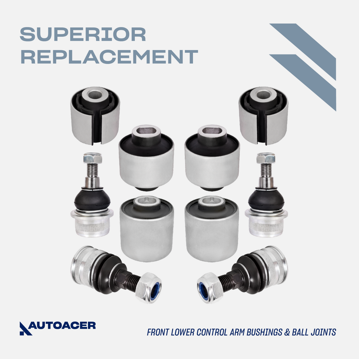 AUTOACER - 22p Front Suspension Bushings Ball Joints Links Tie Rods for Mercedes