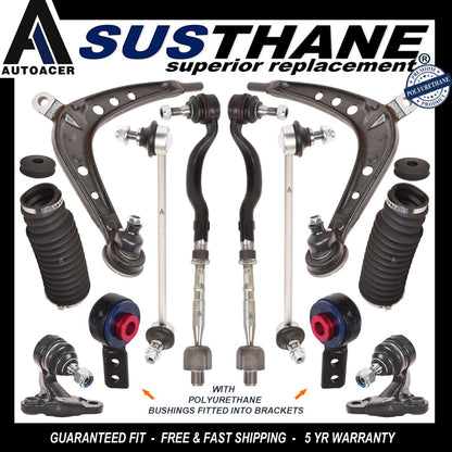 Front Control Arms Ball Joints PU Bushes Links Tie Rods Boot Kit 12p for BMW E46