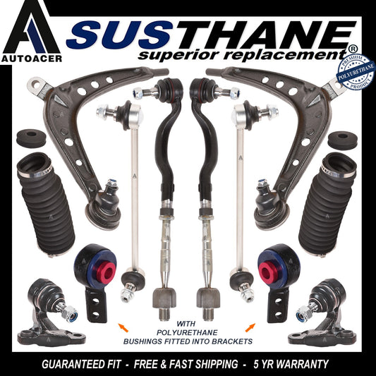 Front Control Arms Ball Joints PU Bushes Links Tie Rods Boot Kit 12p for BMW E46