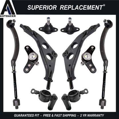 Front Lower Control Arms With Bushings, Ball Joints & Tie Rod Set 10 pc for Mini