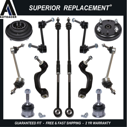 AUTOACER - 12p Front Rear Suspension Kit Tie Rods Links Mounts for Ford Lincoln