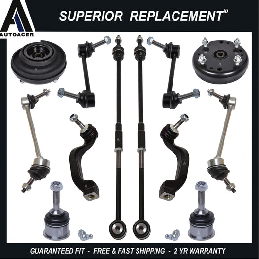 AUTOACER - 12p Front Rear Suspension Kit Tie Rods Links Mounts for Ford Lincoln
