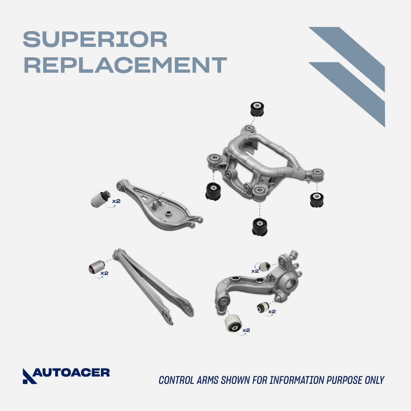 AUTOACER 14p Rear Axle Trailing Subframe Diff Control Arm Bushes Kit For BMW E46