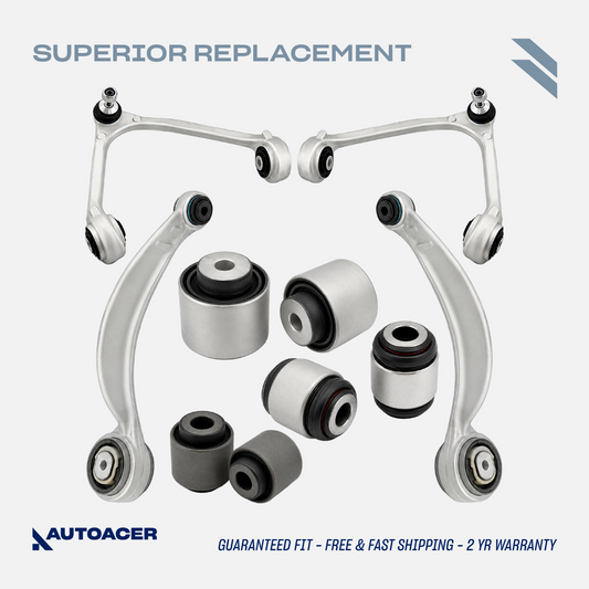 AUTOACER - 10p Front Upper Lower Control Wishbone Arms & Trailing Arm Bushes For JAGUAR XJR / XJ8 2003-2009, SUPER V8 2005-2009, VANDEN PLAS 2004-2009, XK / XKR / XKR-S 2006-2014