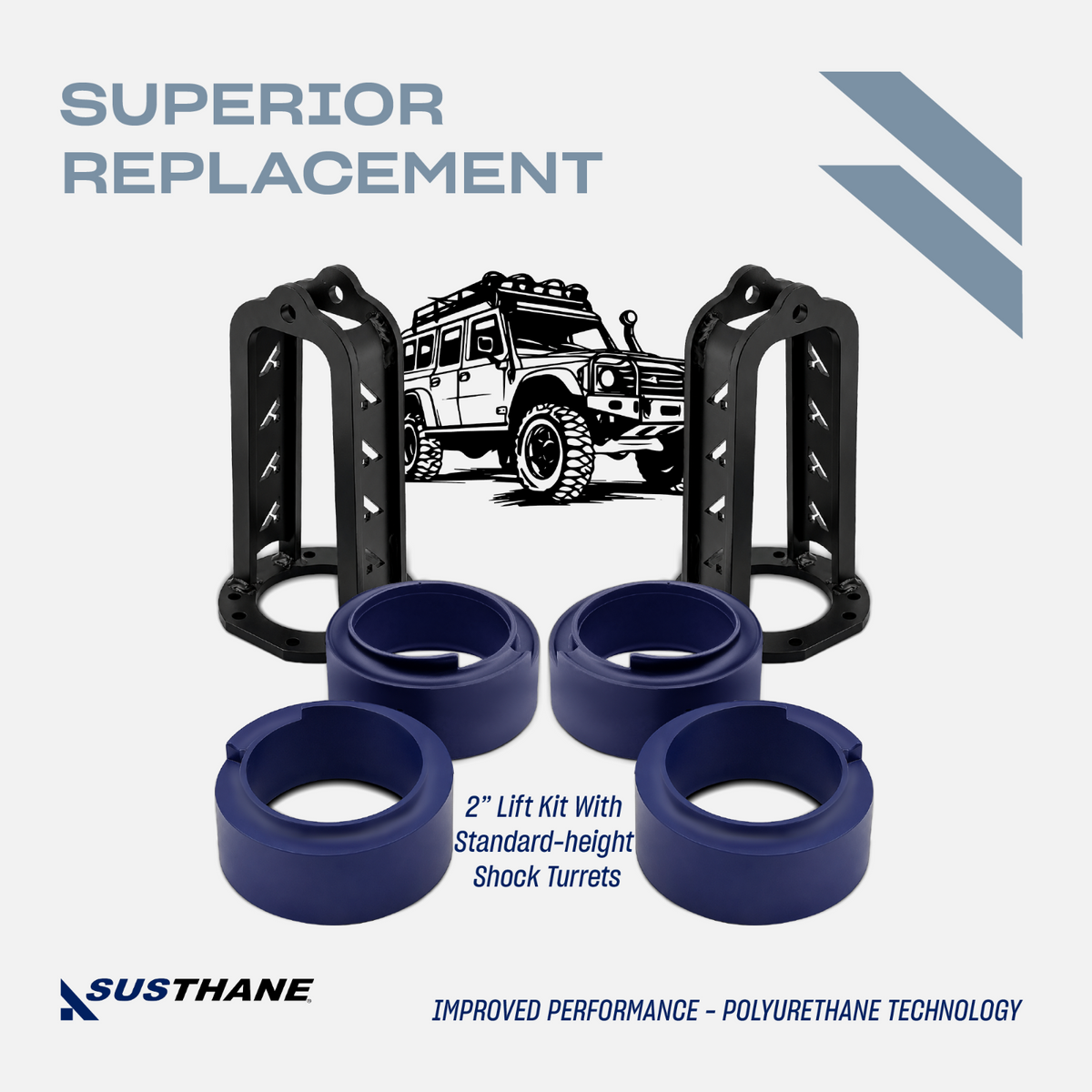 AUTOACER 2" PU Lift Kit w/Heavy Duty 8mm Shock Turrets OEM Ht For LAND ROVER LR2