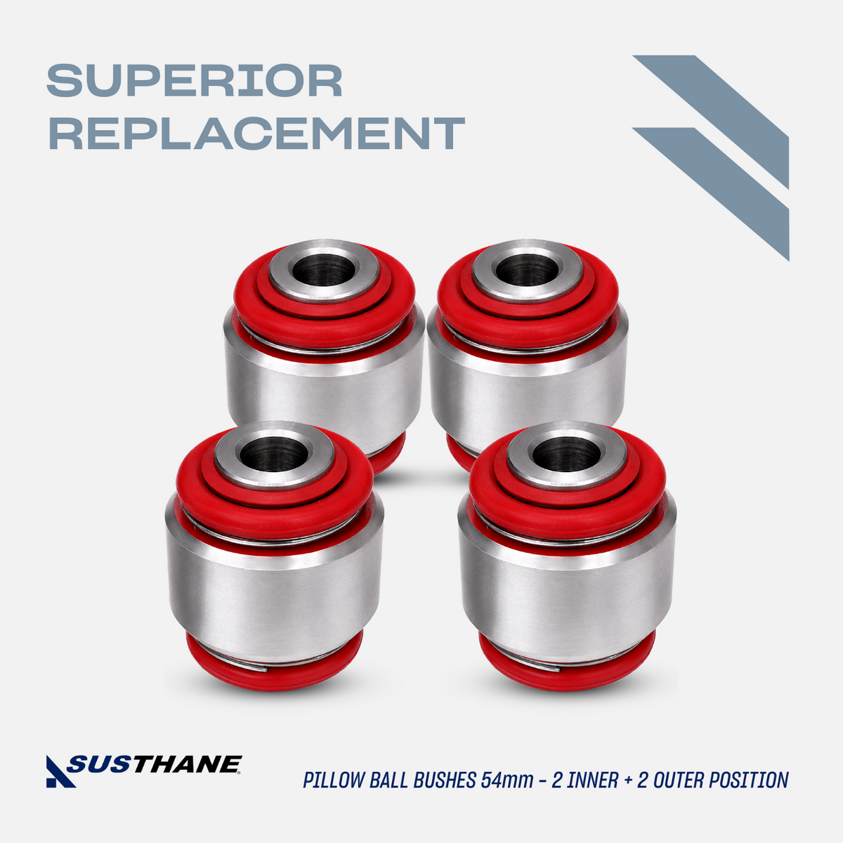 AUTOACER 4pc Rear Lower Arm PU Pillow-Ball Bushes 54mm For JAGUAR SType XK XF XJ